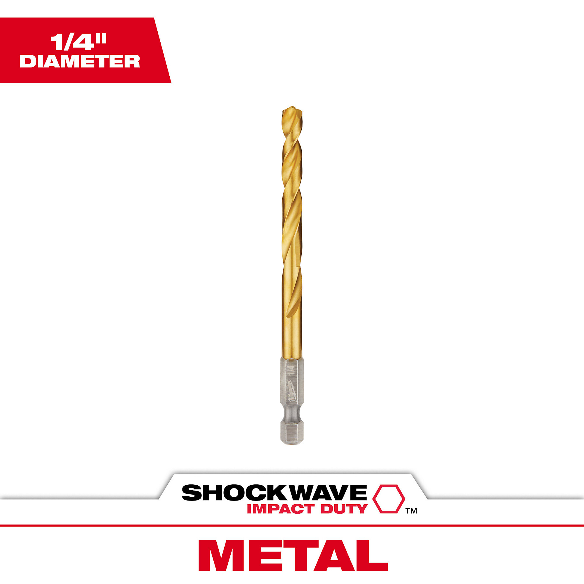 Milwaukee Shockwave Titanium Drill Bit, 1/4in., Model# 48-89-4613